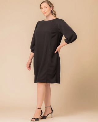 Madison Sweater Knit Shift Dress in Black Noir