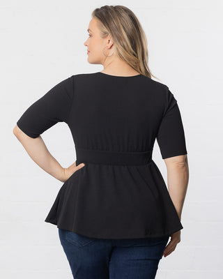 Posh Peplum Top in Black Noir