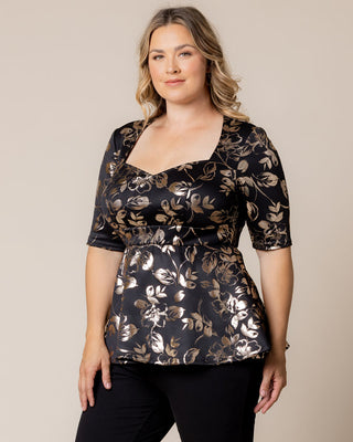Cherished Sweetheart Peplum Top in Gilden Noir