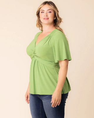 Abby Twist Front Top in Green Apple