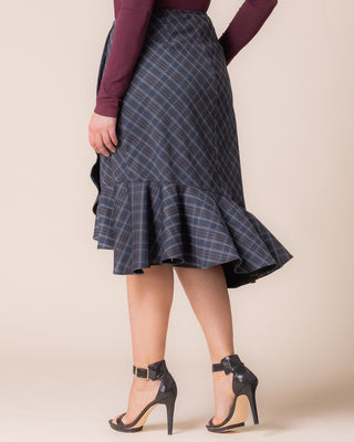 Carina Flounce Skirt - Sale! in Inkwell Plaid