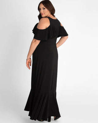 Piper Cold Shoulder Maxi Dress  in Black Noir
