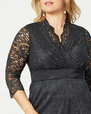 Scalloped Boudoir Lace Dress  in Black
