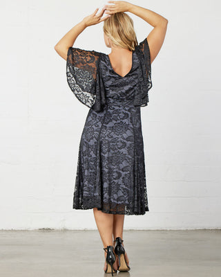Camille Lace Cocktail Dress in Storm Grey