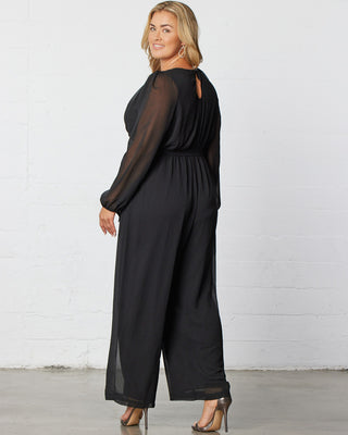 Celina Chiffon Jumpsuit in Black Noir