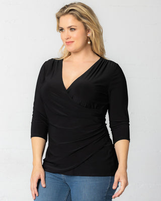 Femme Fatale Faux Wrap Top in Black