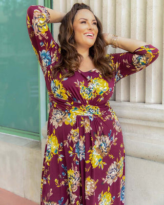 Maya Maxi Dress  in Burgundy/Red