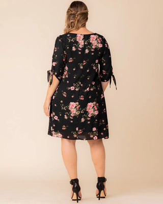 Manhattan A-Line Shift Dress in Midnight Peony Print