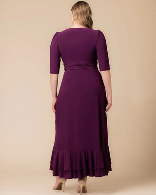 Veronica Ruffled Evening Gown in Plum Passion