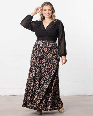 Mon Tresor Lace Evening Gown in Rose Gold Lace