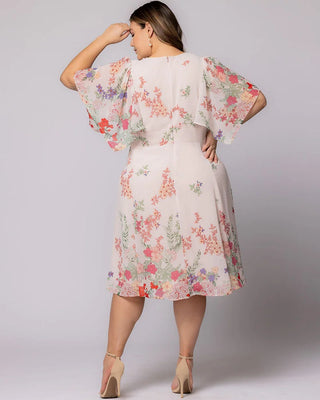 Breezy Border Print Cocktail Dress in Cottage Garden Border