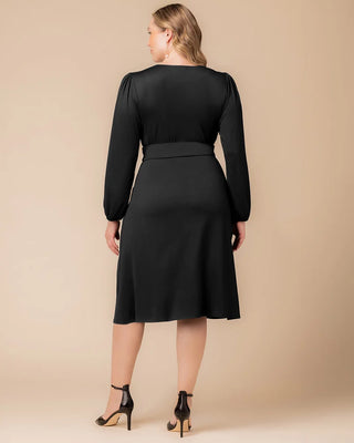Diana Long Sleeve Midi Dress in Black Noir