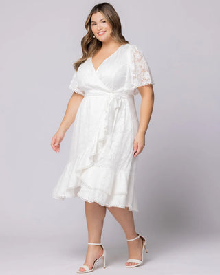 Palermo Lace Faux Wrap Cocktail Dress in White