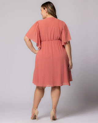 Florence Flutter Sleeve Dress - Sale! in Peachy Keen