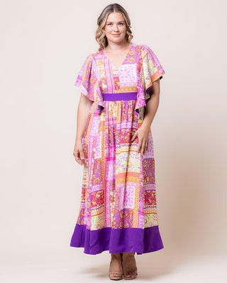 Mediterranean Breeze Boho Maxi Dress in Mixed Mosaic Print