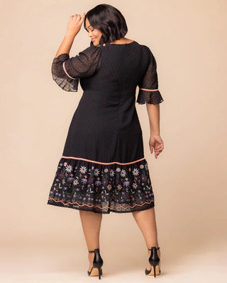 Mesmerizing Embroidered Cocktail Midi Dress in Wildflower