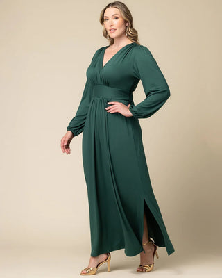 Kelsey Long Sleeve Maxi Dress in Hunter Green