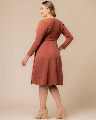 London Sweater Knit Wrap Dress in Cinnamon