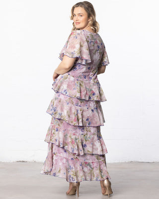 Tour de Flounce Chiffon Evening Gown - Sale! in Lilac Floral Print