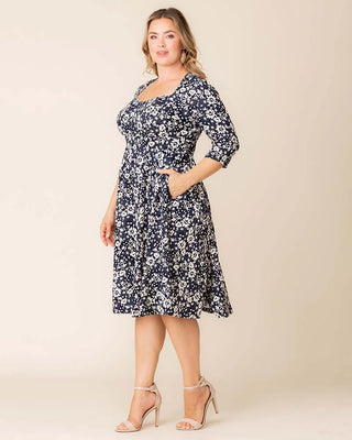 Royal Sweetheart Cocktail Dress in Aegean Blue Florals