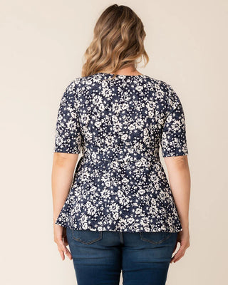 Posh Peplum Top in 
Aegean Blue Florals
