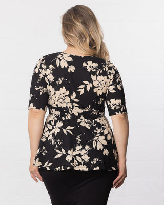 Posh Peplum Top in Vintage Ivory Florals