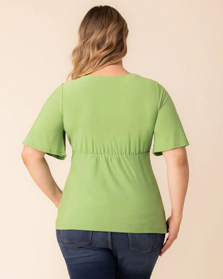 Abby Twist Front Top in Green Apple