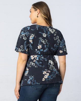 Abby Twist Front Top in French Blue Garden