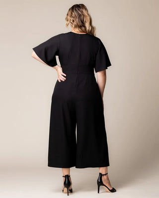 Evelyn Cropped Wide Leg Jumpsuit in Black Noir