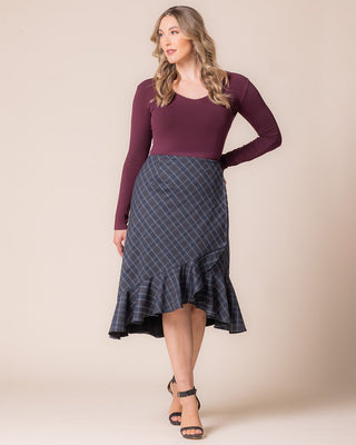 Carina Flounce Skirt - Sale! in Inkwell Plaid