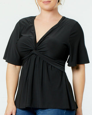 Abby Twist Front Top in Black