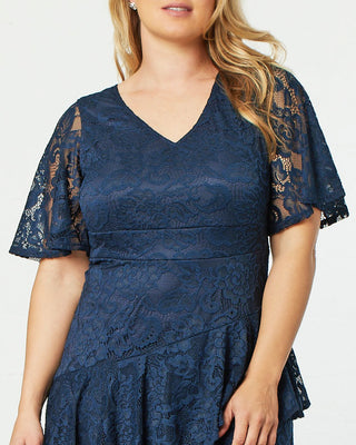 Lace Affair Cocktail Dress  in Navy Blue