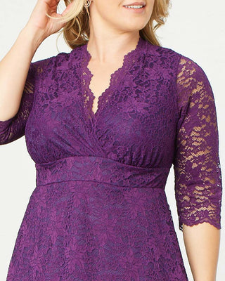 Scalloped Boudoir Lace Dress  in Plum Passion