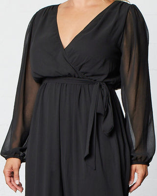 Celina Chiffon Jumpsuit in Black Noir