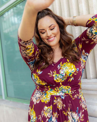 Maya Maxi Dress  in Burgundy/Red