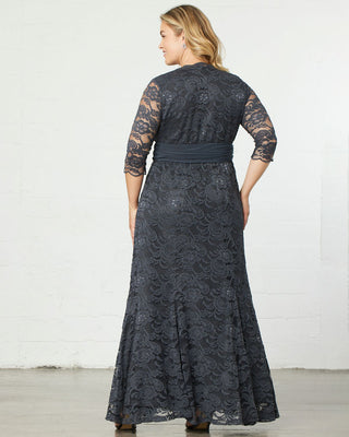 Screen Siren Lace Evening Gown  in Twilight Grey