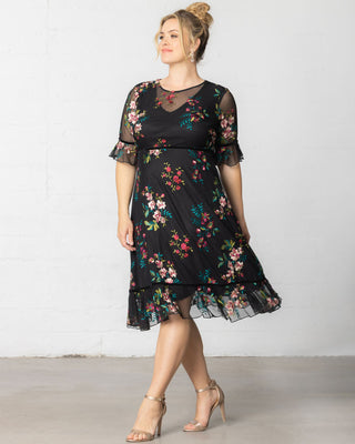 Wildflower Embroidered Dress in Onyx
