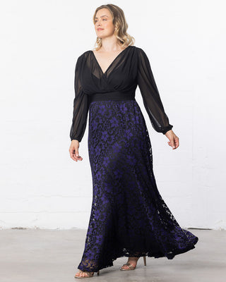 Mon Tresor Lace Evening Gown in Violet Noir Lace