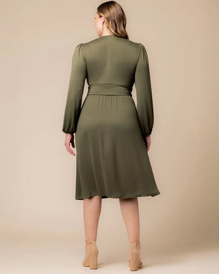 Diana Long Sleeve Midi Dress in Olive