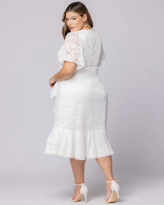 Palermo Lace Faux Wrap Cocktail Dress in White