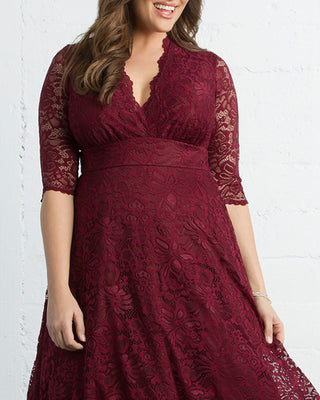 Mademoiselle Lace Cocktail Dress in Pinot Noir