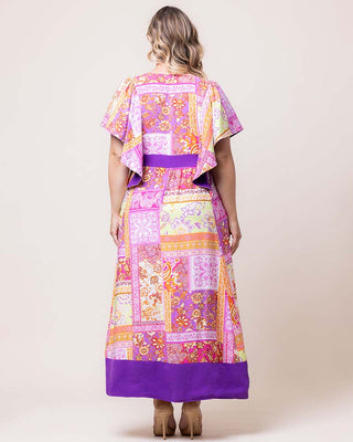 Mediterranean Breeze Boho Maxi Dress in Mixed Mosaic Print