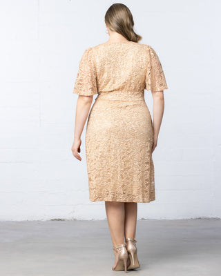 Starry Sequined Lace Cocktail Dress in Champagne