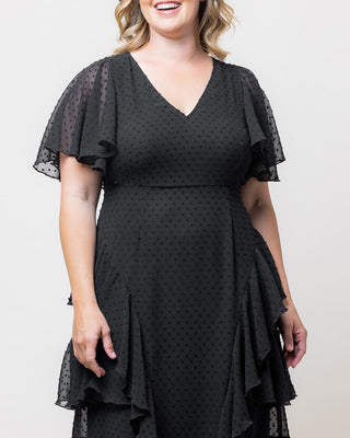 Tour de Flounce Chiffon Evening Gown in Onyx