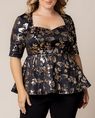 Cherished Sweetheart Peplum Top in Gilden Noir