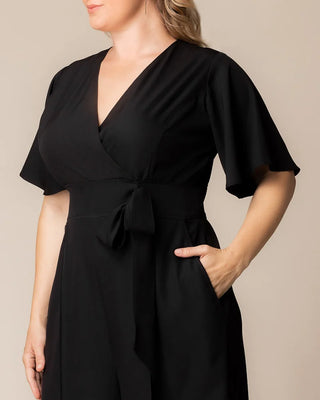 Evelyn Cropped Wide Leg Jumpsuit in Black Noir