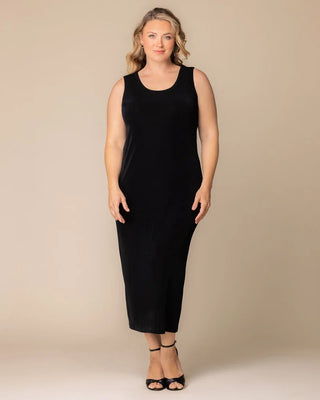 Classic Silky Sleeveless Maxi Tank Dress by Vikki Vi in Black