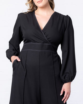 Tessa Cropped Jumpsuit in Black Noir