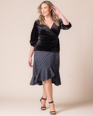 Carina Flounce Skirt - Sale! in Inkwell Plaid
