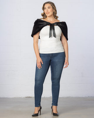 Starlet Faux Fur Bolero Shrug in Black